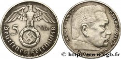 ALLEMAGNE 5 Reichsmark Maréchal Paul von Hindenburg 1938 Berlin