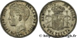 ESPAGNE 1 Peseta Alphonse XIII 3e type de buste 1901 Madrid