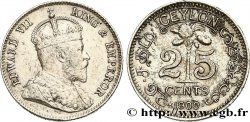 CEYLON 25 Cents Édouard VII 1909 