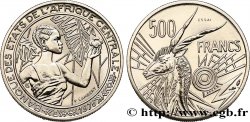 ÉTATS DE L AFRIQUE CENTRALE Essai de 500 Francs femme / antilope lettre ‘E’ Cameroun 1976 Paris