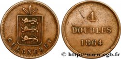 GUERNSEY 4 Doubles armes du baillage de Guernesey 1864