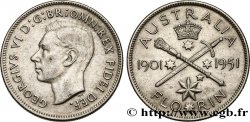 AUSTRALIA 1 Florin Georges VI 50e anniversaire du Commonwealth d’Australie 1951 Melbourne