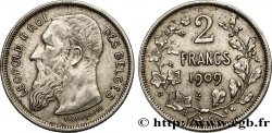 BELGIQUE 2 Francs Léopold II légende française 1909  TTB