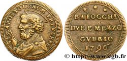 VATICAN ET ÉTATS PONTIFICAUX 2 1/2 Baiocchi Ville de Gubbio 1796  TTB+