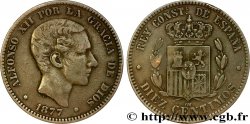 ESPAGNE 10 Centimos Alphonse XII 1877 Oeschger Mesdach & CO