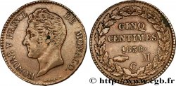 MONACO - HONORE V 5 Centimes petite tête en cuivre rouge 1838 Monaco