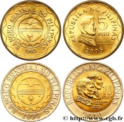 PHILIPPINES Lot de deux monnaies 5 et 10 Piso 2005-2010 