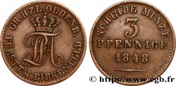 GERMANIA - OLDENBURG 3 Pfennige monogramme de Paul-Frédéric-Auguste grand-duc 1848 Hanovre