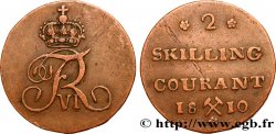 NORVEGIA 2 Skilling monogramme de Frédéric VI roi du Danemark variété avec fleurettes à 5 pétales 1810 Kongsberg