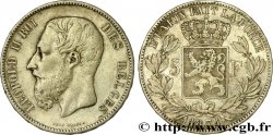 BELGIQUE 5 Francs Léopold II 1874