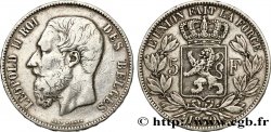 BELGIQUE 5 Francs Léopold II 1870