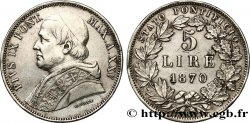 VATICAN ET ÉTATS PONTIFICAUX 5 Lire Pie IX an XXV 1870 Rome