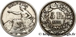 SCHWEIZ 5 Francs Helvetia assise 1851 Paris