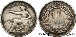 SWITZERLAND 1 Franc Helvetia assise 1851 Paris VF