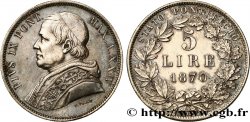 VATICAN ET ÉTATS PONTIFICAUX 5 Lire Pie IX an XXIV 1870 Rome