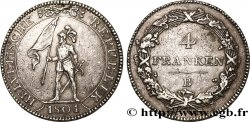 SWITZERLAND - HELVETIC REPUBLIC 4 Franken 1801 Berne