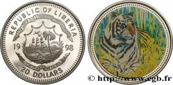 LIBERIA 20 Dollars Proof Tigre 1998