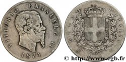 ITALY 5 Lire Victor Emmanuel II 1874 Milan