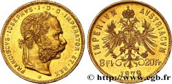 AUSTRIA 8 Florins ou 20 Francs or François-Joseph Ier 1879 Vienne