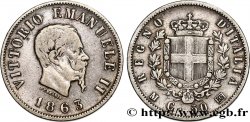 ITALIE 50 Centesimi Victor Emmanuel II type à l’écu 1863 Milan