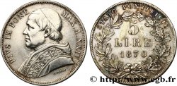 VATICAN ET ÉTATS PONTIFICAUX 5 Lire Pie IX an XXIV 1870 Rome