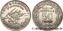 CAMEROUN 50 Francs Etat du Cameroun, commémoration de l’indépendance, antilopes 1960 Paris