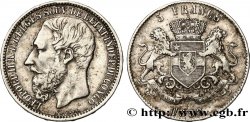 CONGO - ÉTAT INDÉPENDANT DU CONGO - LÉOPOLD II 5 Francs 1896/4 Bruxelles VF