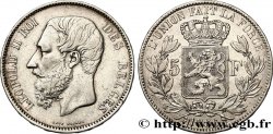 BELGIQUE - ROYAUME DE BELGIQUE - LÉOPOLD II 5 Francs 1866  VF/XF