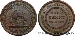 BRITISH TOKENS OR JETTONS 1/2 Penny Bristol (Somerset) Sheathing Nail Manufactury (fabrique de clous) voilier 1811 