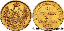 POLOGNE - ROYAUME DE POLOGNE - NICOLAS Ier 3 Rouble ou 20 zloty 1837 Saint-Petersbourg