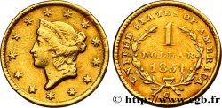 ÉTATS-UNIS D AMÉRIQUE 1 Dollar  Liberty head  1er type 1851 Charlotte