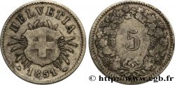SUISSE 5 Centimes (Rappen) croix suisse 1851 Strasbourg - BB