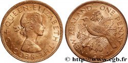 NOUVELLE-ZÉLANDE 1 Penny Elisabeth II / oiseau Tui 1964