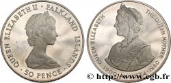 ÎLES FALKLAND 50 Pence Proof 80e anniversaire de la Reine Mère 1980 