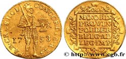 NETHERLANDS - UNITED PROVINCES - HOLLAND Ducat d or au chevalier 1753 Dordrecht XF