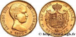 SPAIN 20 Pesetas Alphonse XIII 1890 Madrid
