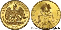 MEXICO - REPUBLIC 20 Pesos 1870 Guanajuato MS