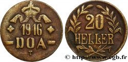 AFRICA ORIENTALE TEDESCA 20 Heller Deutch Ostafrica type couronne étroite et extrémités des L recourbées 1916 Tabora