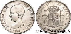 SPAIN 5 Pesetas Alphonse XIII 1er type 1891 Madrid