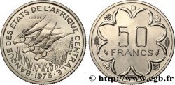 ESTADOS DE ÁFRICA CENTRAL
 Essai de 50 Francs antilopes lettre ‘D’ Gabon 1976 Paris