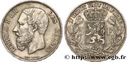 BELGIQUE 5 Francs Léopold II 1873