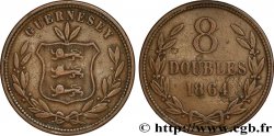 GUERNSEY 8 Doubles armes du baillage de Guernesey 1864 Heaton