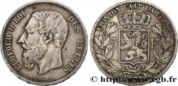 BELGIQUE 5 Francs Léopold II 1875