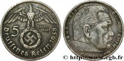 ALLEMAGNE 5 Reichsmark Maréchal Paul von Hindenburg 1938 Karlsruhe