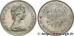 REGNO UNITO 25 New Pence (1 Crown) 25e anniversaire de mariage d’Elisabeth II 1972