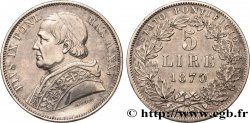 VATICAN ET ÉTATS PONTIFICAUX 5 Lire Pie IX an XXV 1870 Rome