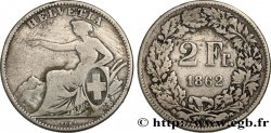 SUISSE 2 Francs Helvetia 1862 Berne