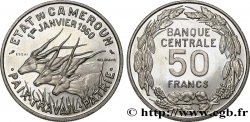 CAMEROON Essai de 50 Francs Etat du Cameroun, commémoration de l’indépendance, antilopes 1960 Paris