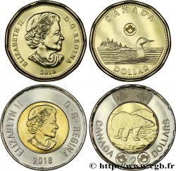 CANADA Lot de 2 monnaies de 1 & 2 dollars 2018 