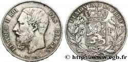 BELGIQUE 5 Francs Léopold II 1870